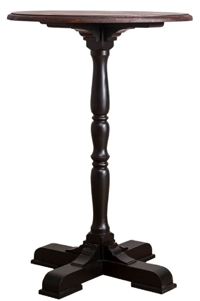 Casa Padrino mesa de pie de estilo campestre negro / marr¨®n oscuro ? 78 x H. 110 cm - Mesa de Bar Redonda en Estilo Campestre