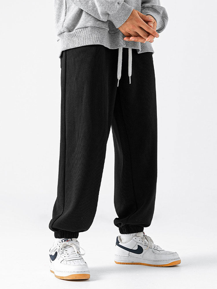 Letter Embroidery Waffle Joggers
