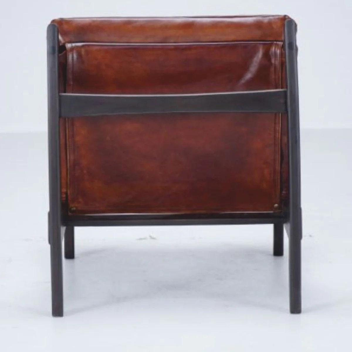 Casa Padrino sill¨®n Chesterfield de lujo de cuero genuino marr¨®n / antracita - Muebles de cuero genuino