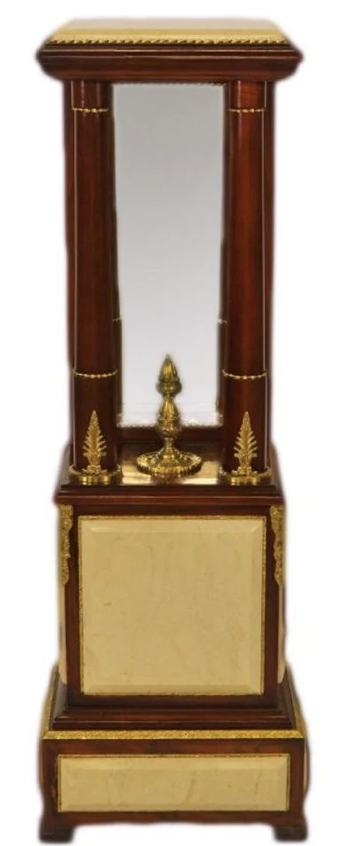 Casa Padrino Pilar Barroco Marrón Oscuro / Crema / Latón 35 x 25 x H. 110 cm - Muebles Barrocos