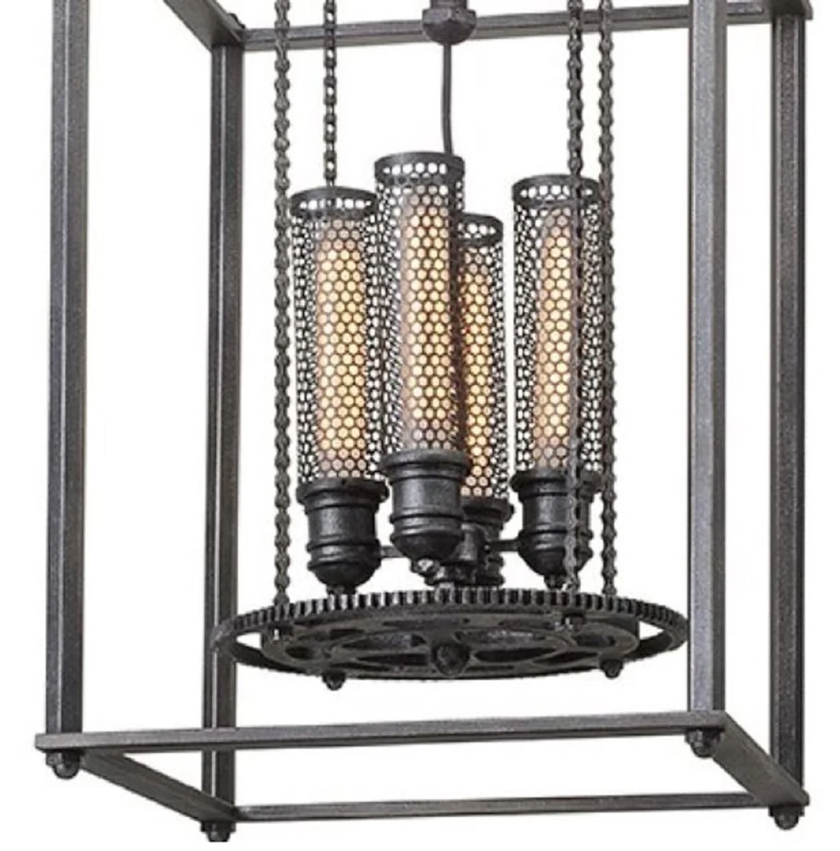 Casa Padrino lámpara colgante / lampara industrial de lujo estaño antiguo 41,9 x 41,9 x H. 97,2 cm - Colección de Lujo