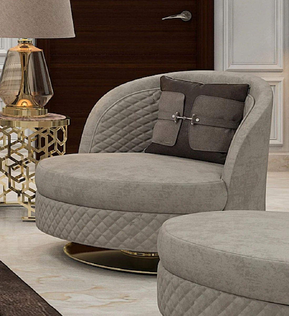 Casa Padrino sill¨®n de sal¨®n y hotel de lujo gris / oro 85 x 82 x A. 80 cm