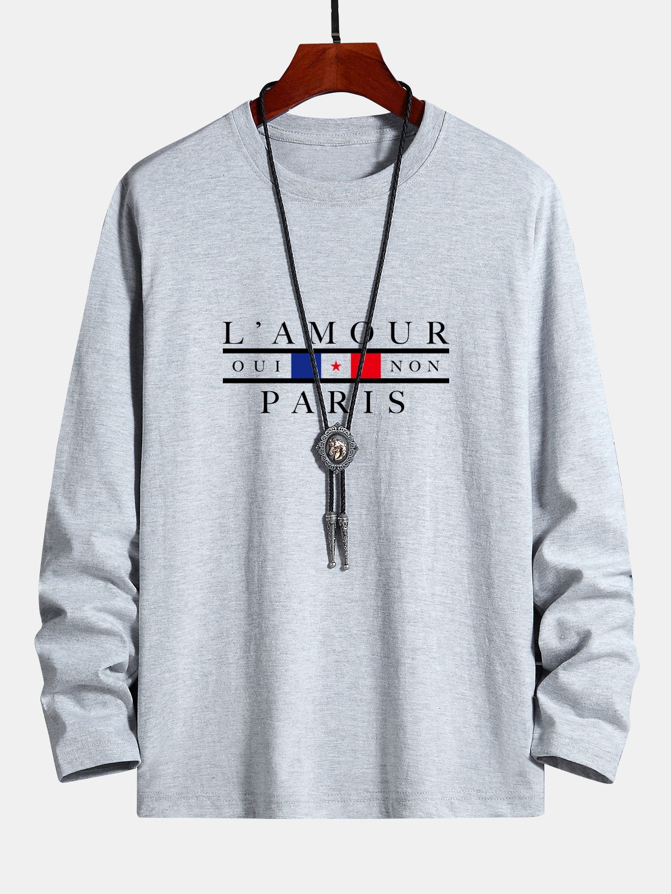 Long Sleeve Paris Slogan Print Cotton T-Shirt