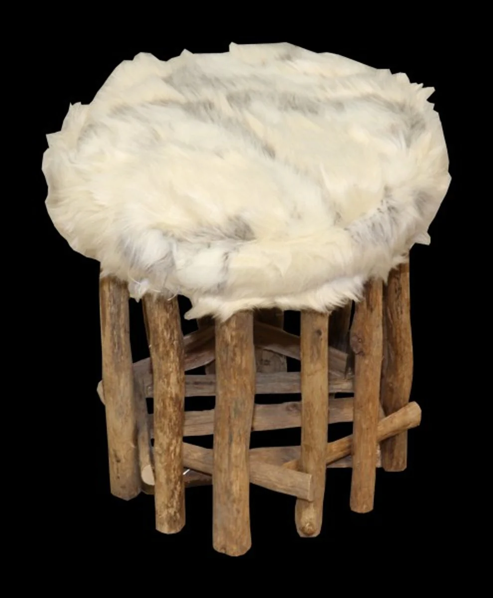 Casa Padrino Diseño taburete de piel brillante aspecto Altura 35 cm, diámetro 33 cm - heces otomana