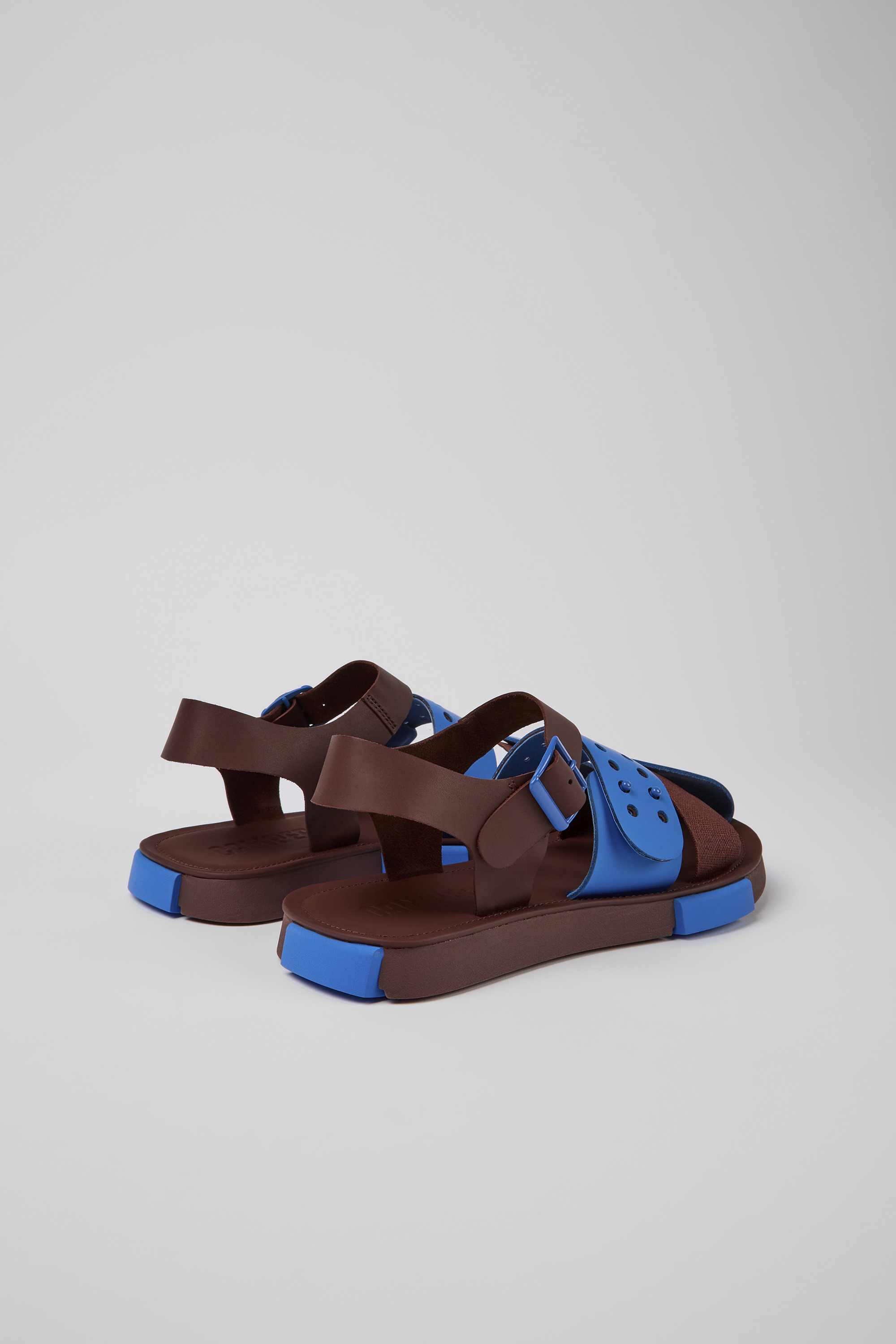 Set - Blue and burgundy leather sandals for men