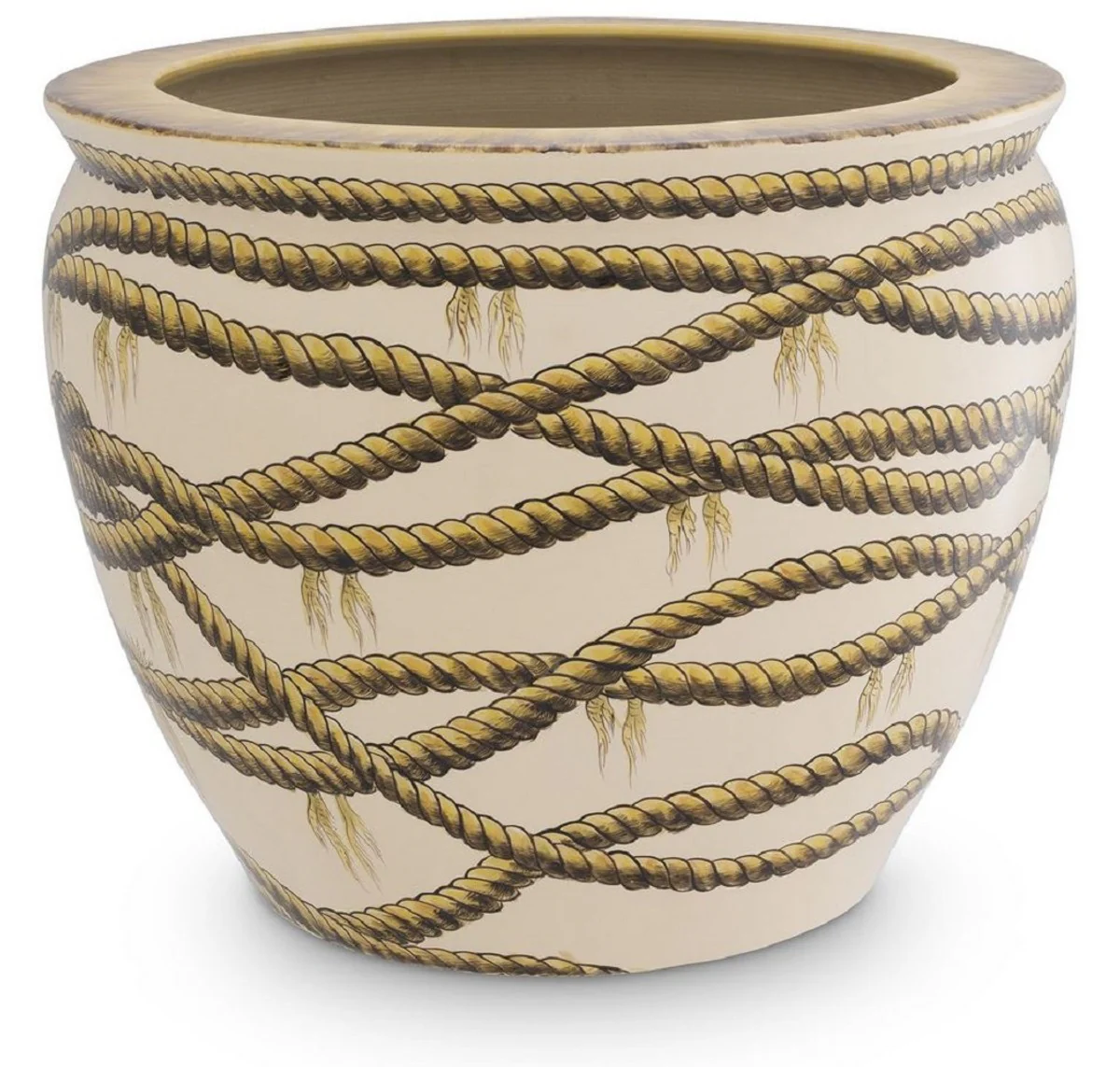 Casa Padrino maceta de lujo beige ? 52 x A. 41,5 cm - Maceta de porcelana pintado a mano - Terrazas Balcones Jard¨ªn Decoraci¨®n - Accesorios de Decoraci¨®n de Lujo