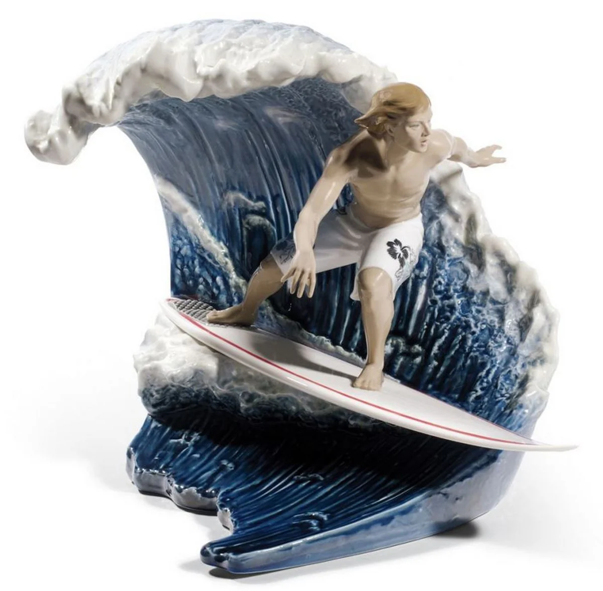 Casa Padrino Luxury Porcelain Surfer on Wave Multicolor 44 x H. 33 cm - Limited Edition