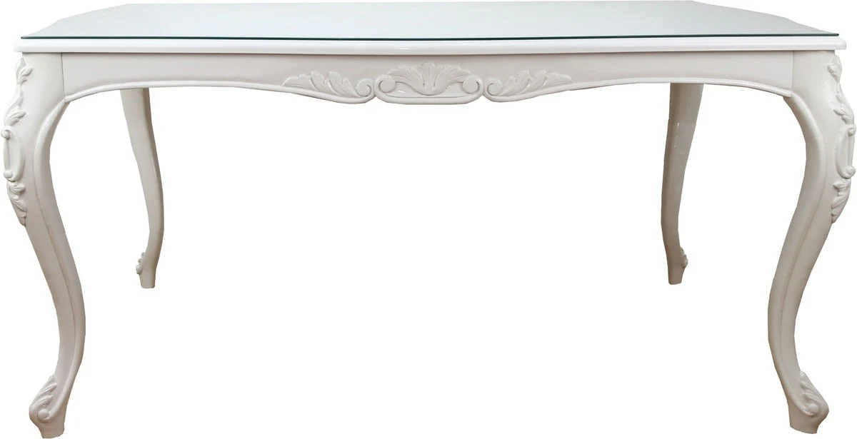 Casa Padrino Baroque mesa de comedor de lujo blanco 160 x 100 cm - H?tel, Muebles de restaurante - Made in Italy