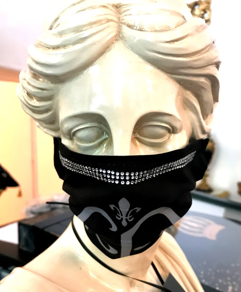 Casa Padrino Bling Bling Mask Black / Silver - Máscara CP con diamantes de imitación