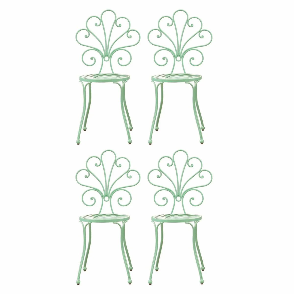 Casa Padrino conjunto de 4 sillas de jard¨ªn Art Nouveau verde menta A. 91 cm - Muebles de jard¨ªn