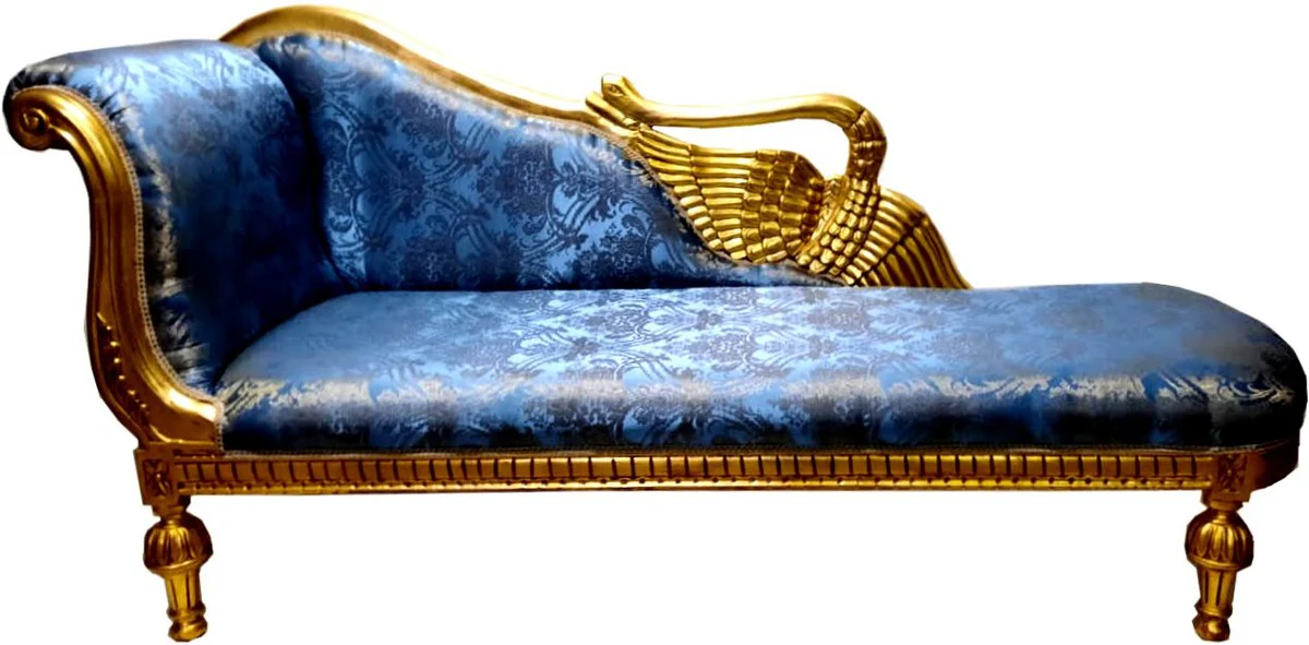 Casa Padrino chaise longue barroca patr¨®n azul / oro - alas doradas - muebles de estilo antiguo