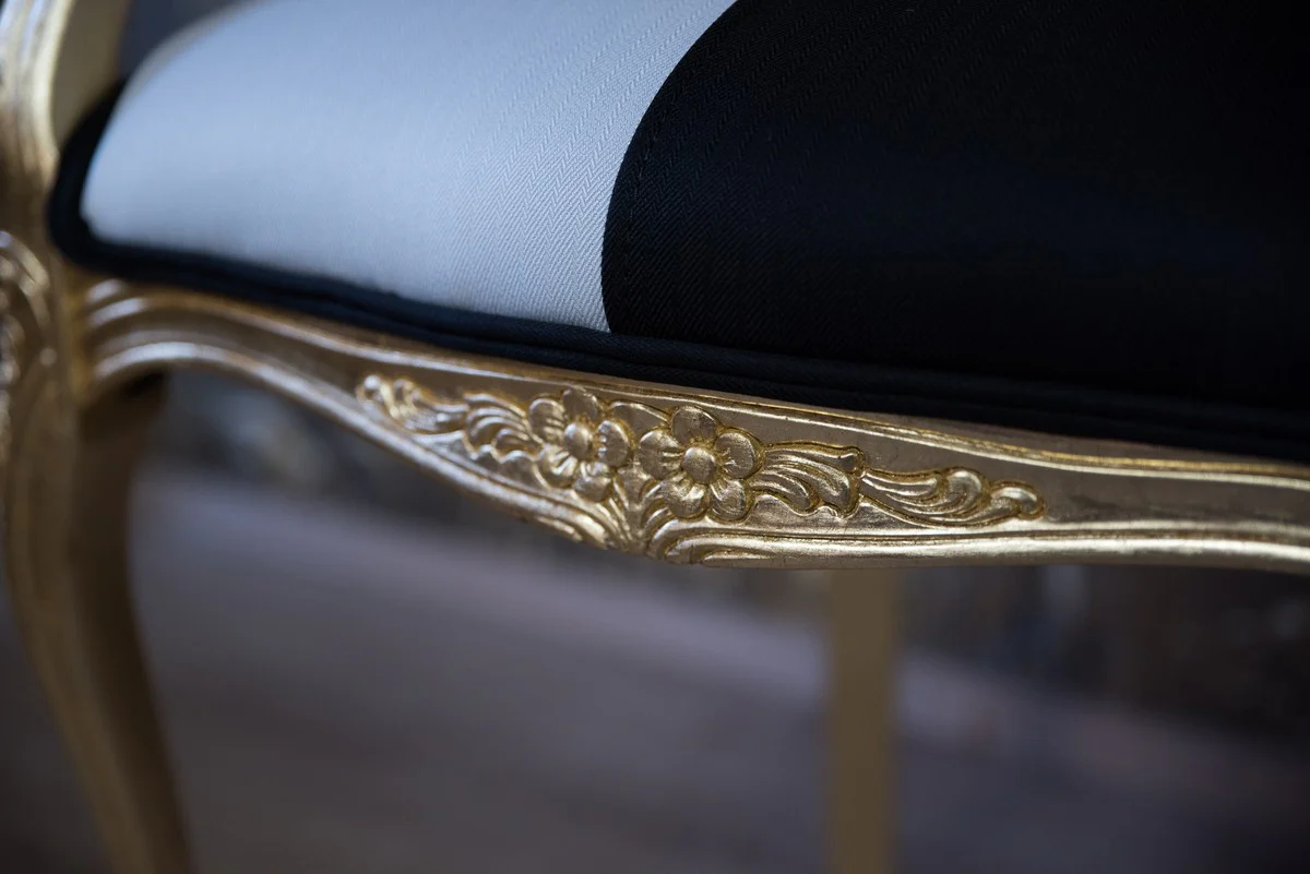 Pomp??s by Casa Padrino baroque dining chair with armrests black / white / gold - Pomp??s baroque chair designed by Harald Gl??ckler