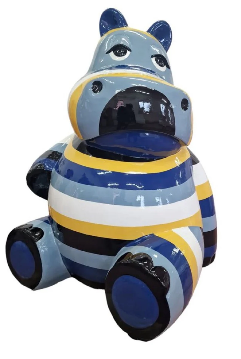 Casa Padrino escultura de lujo hipop¨®tamo multicolor A. 48 cm - Escultura decorativa - Figura decorativa sal¨®n - Figura decorativa jard¨ªn - Figura decorativa animal