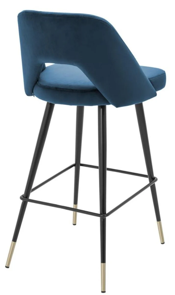 Casa Padrino luxury bar stool blue / black 50 x 50 x H. 100 cm - Luxury Bar Stools with Backrest