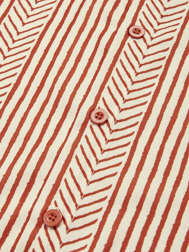 Shirts For Father Retro Striped Chest Pocket Short Sleeve Shirt