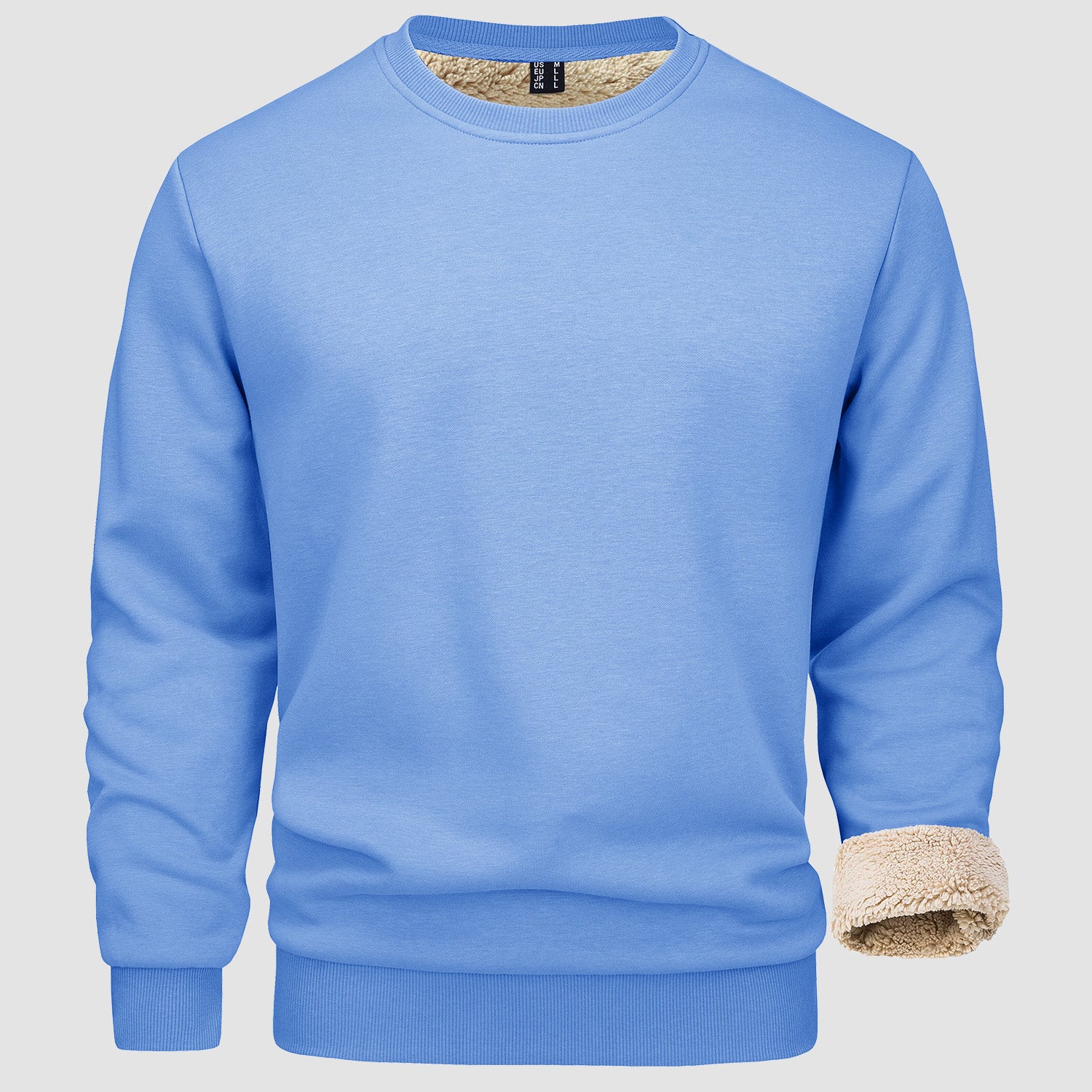 Men's Fleece Lined Sweatshirts Pullover Basic Tops Warm Crewneck Winter Sweater Underwear