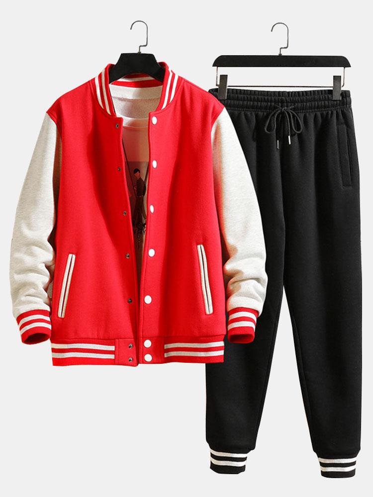 Contrast Baseball Jacket & Jogger Pants