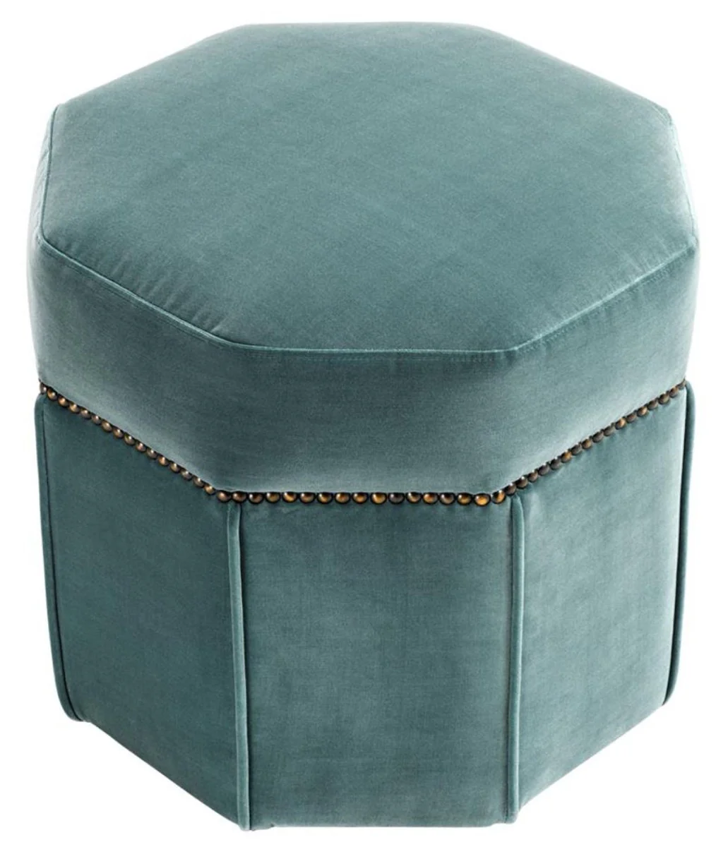 Casa Padrino taburete de lujo turquesa oscuro / lat¨®n antiguo 46 x 46 x H. 44 cm - Asiento Taburete de Lujo