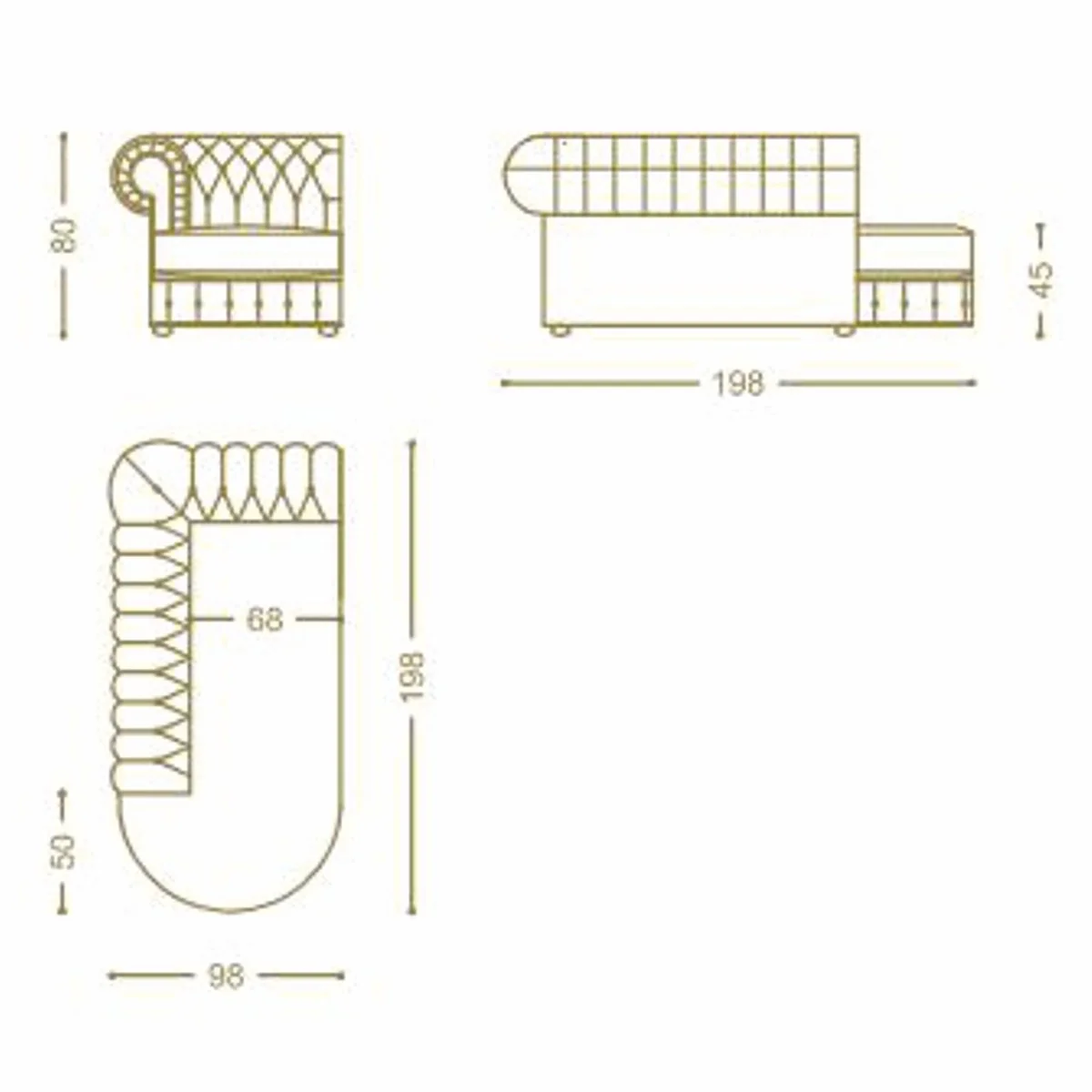 Casa Padrino sof¨¢ esquinero Chesterfield de lujo de piel marr¨®n oscuro 293 cm - Muebles Chesterfield
