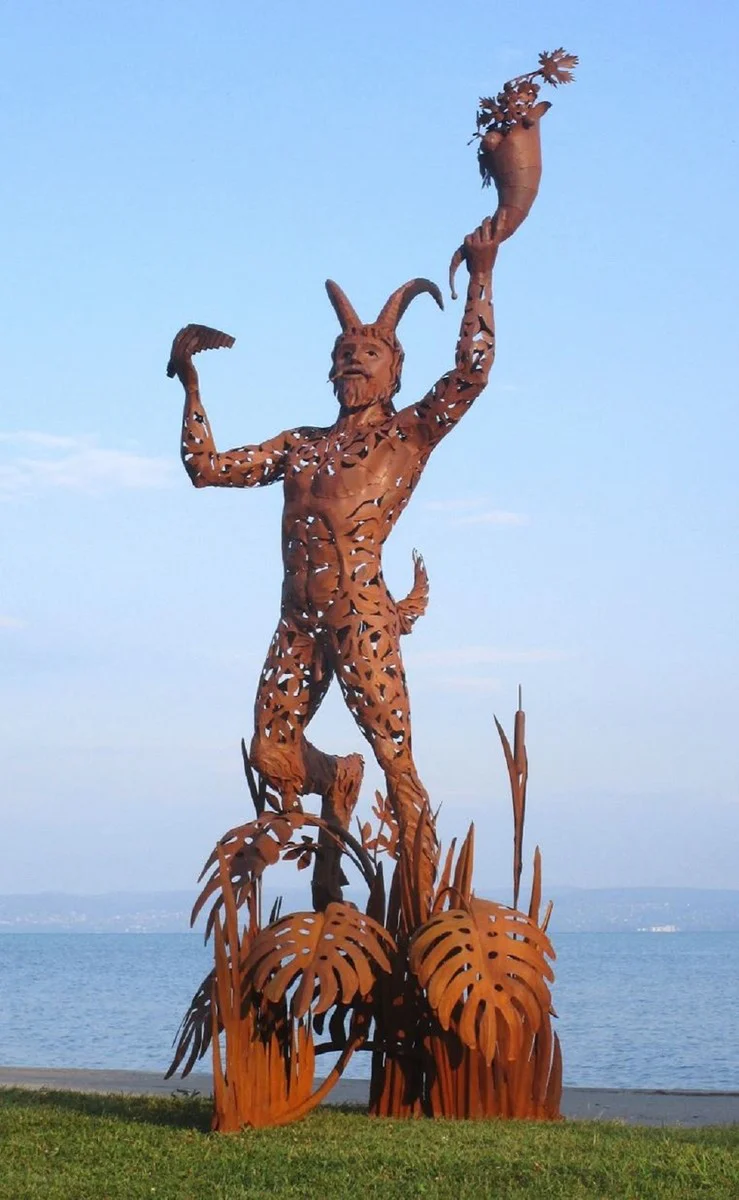 Casa Padrino escultura decorativa de lujo Pan ¨®xido 125 x 126 x A. 295 cm - Enorme escultura de acero - Figura decorativa de jard¨ªn enorme - Esculturas de jard¨ªn - Esculturas de metal