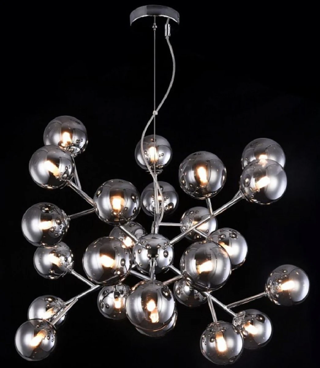 Casa Padrino lámpara colgante de salón de plata Ø 65 x H. 40 cm - Lámpara Colgante con Pantallas Esféricas