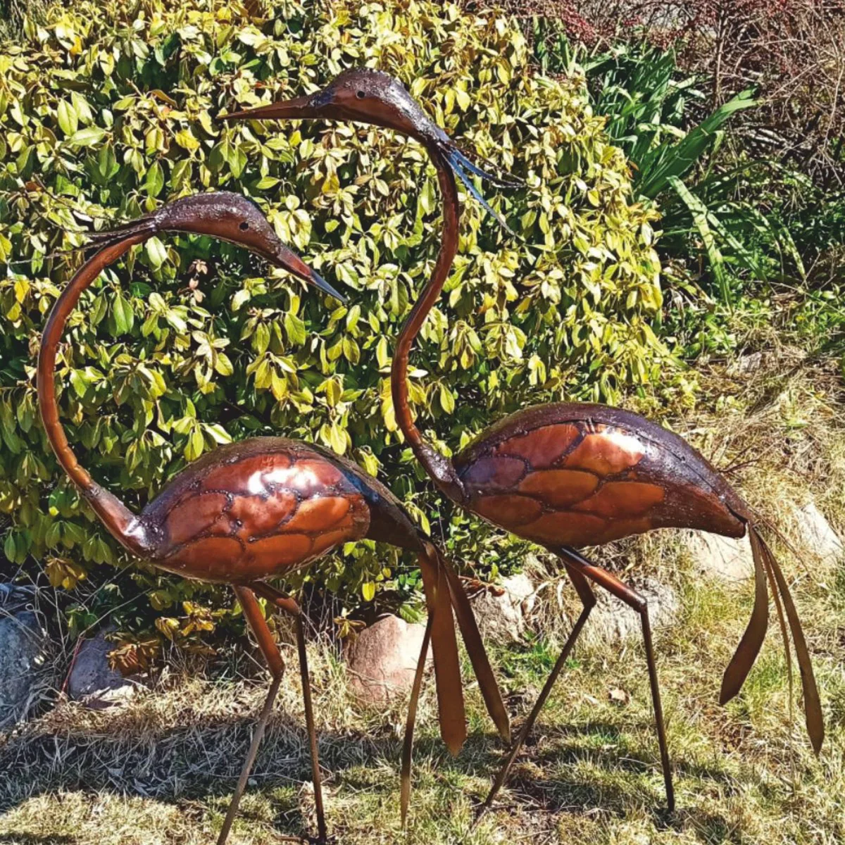 Casa Padrino escultura de metal decorativa de jard¨ªn garza bronce A. 110 cm - Figura de jard¨ªn