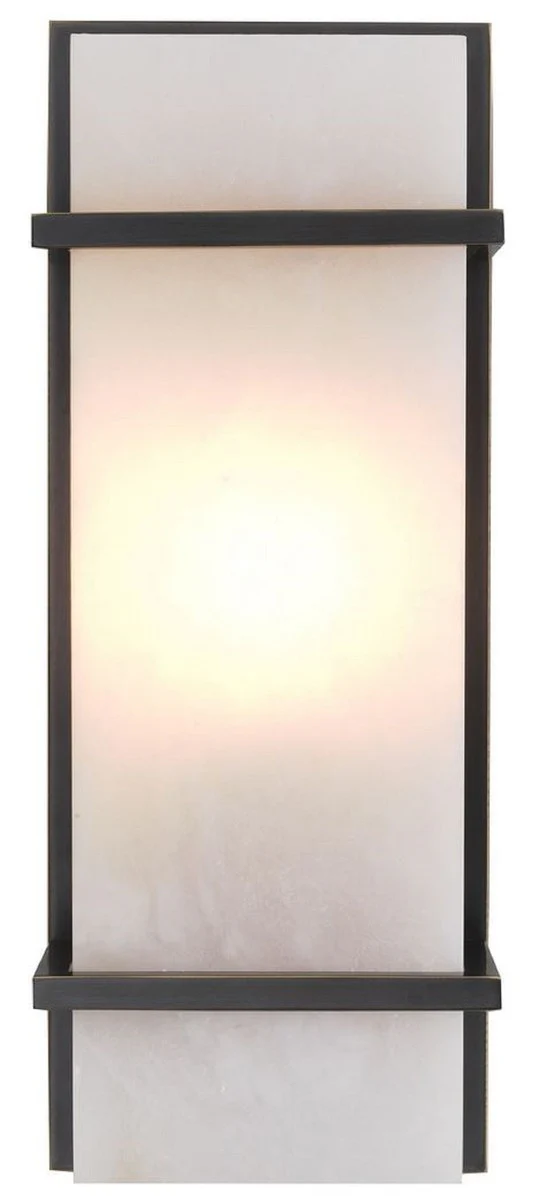 Casa Padrino lámpara de pared de lujo bronce / alabastro 13 x 9 x A. 34 cm - Elegante lámpara de pared con pantalla de alabastro - Luces de Lujo