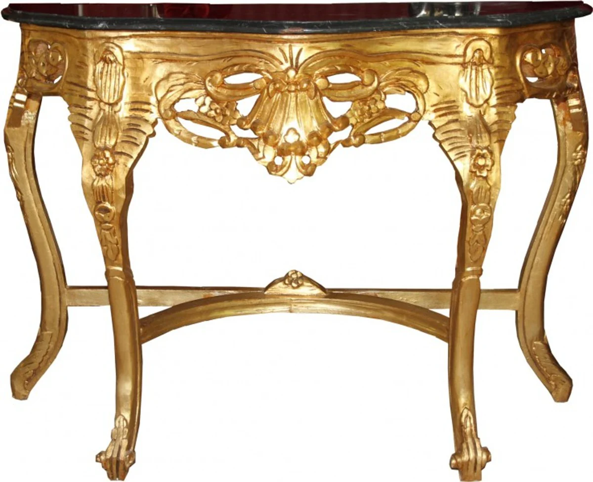 Casa Padrino Baroque console table Gold / Black with marble top Mod2 - Console