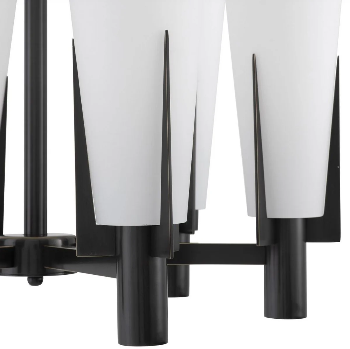 Casa Padrino lámpara de araña de lujo bronce / blanco Ø 60 x A. 78 cm - Lámpara de araña moderna de metal con pantallas de vidrio - Colección de Lujo