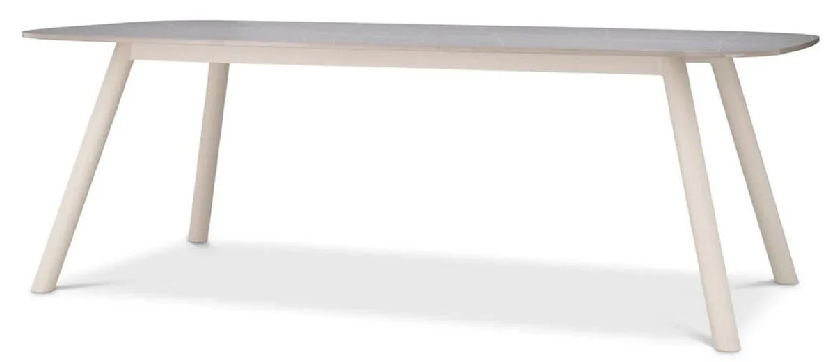 Casa Padrino mesa de jard¨ªn de lujo gris / arena 220 x 120 x A. 75,5 cm - Mesa de jard¨ªn rectangular con tablero de cer¨¢mica - Muebles de jard¨ªn y terraza - Muebles de exterior de lujo