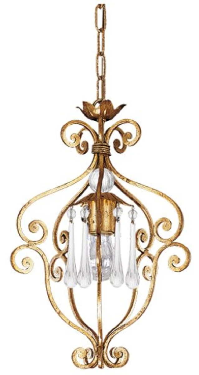 Casa Padrino lámpara colgante de salón barroco de lujo oro antiguo Ø 30 x A. 43 cm - Farol de metal hecho a mano - Calidad de Lujo - Hecho en Italia - Noble y Magnífica