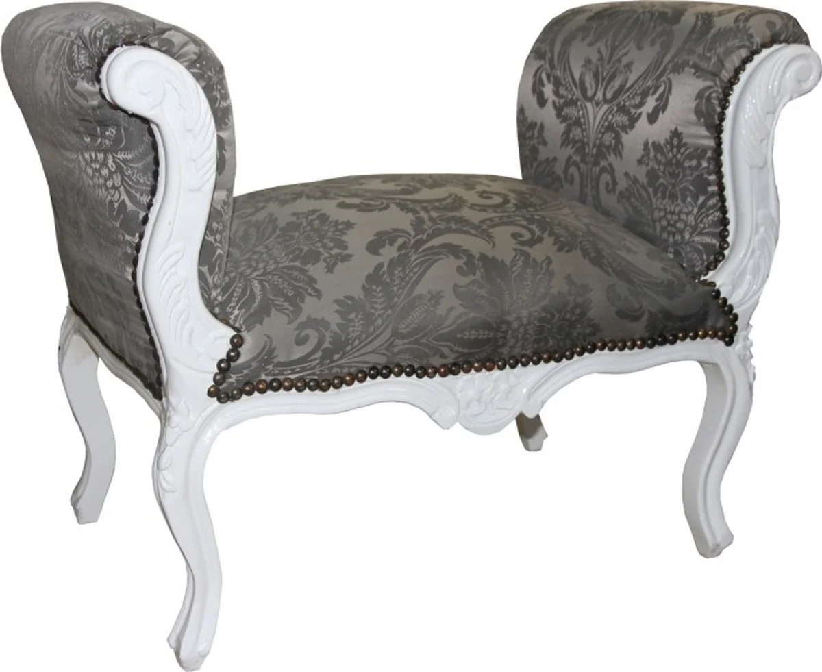 Heces Casa Padrino barroco de heces Modelo gris / blanco - Banco