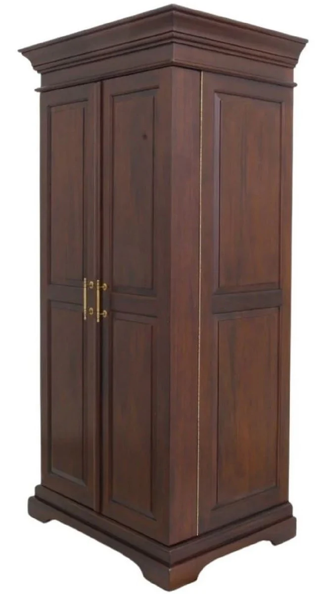 Casa Padrino gabinete de vino de estilo campestre de lujo con 2 puertas marr¨®n oscuro / lat¨®n 92 x 70 x A. 190 cm - Armario de bar de caoba - Muebles de bar de estilo campestre