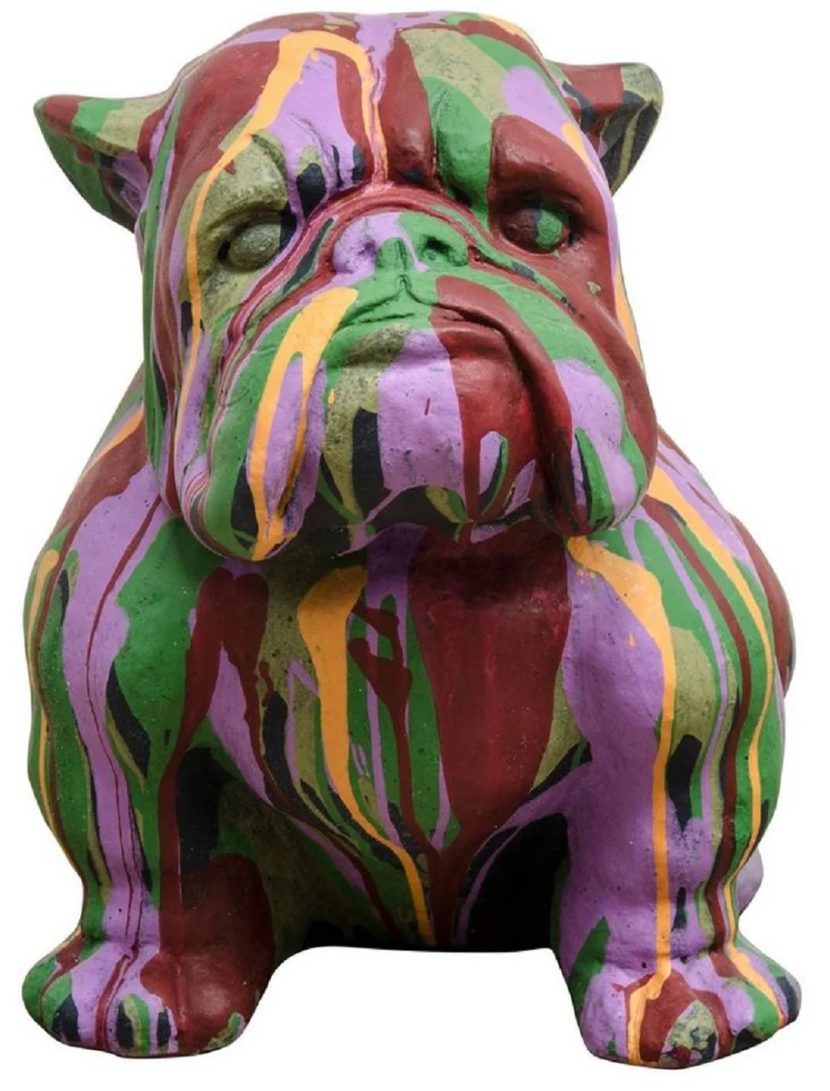 Casa Padrino escultura de decoración de jardín perro bulldog colorido 31 x 44 x A. 41 cm - Figura de jardín y terraza resistente a la intemperie - Accesorios de decoración de jardín y terraza