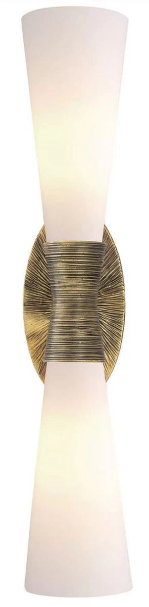 Casa Padrino lámpara de pared doble de lujo latón vintage / blanco 12 x 15,5 x A. 62,5 cm - Aplique para Hotel y Restaurante - Colección de Lujo