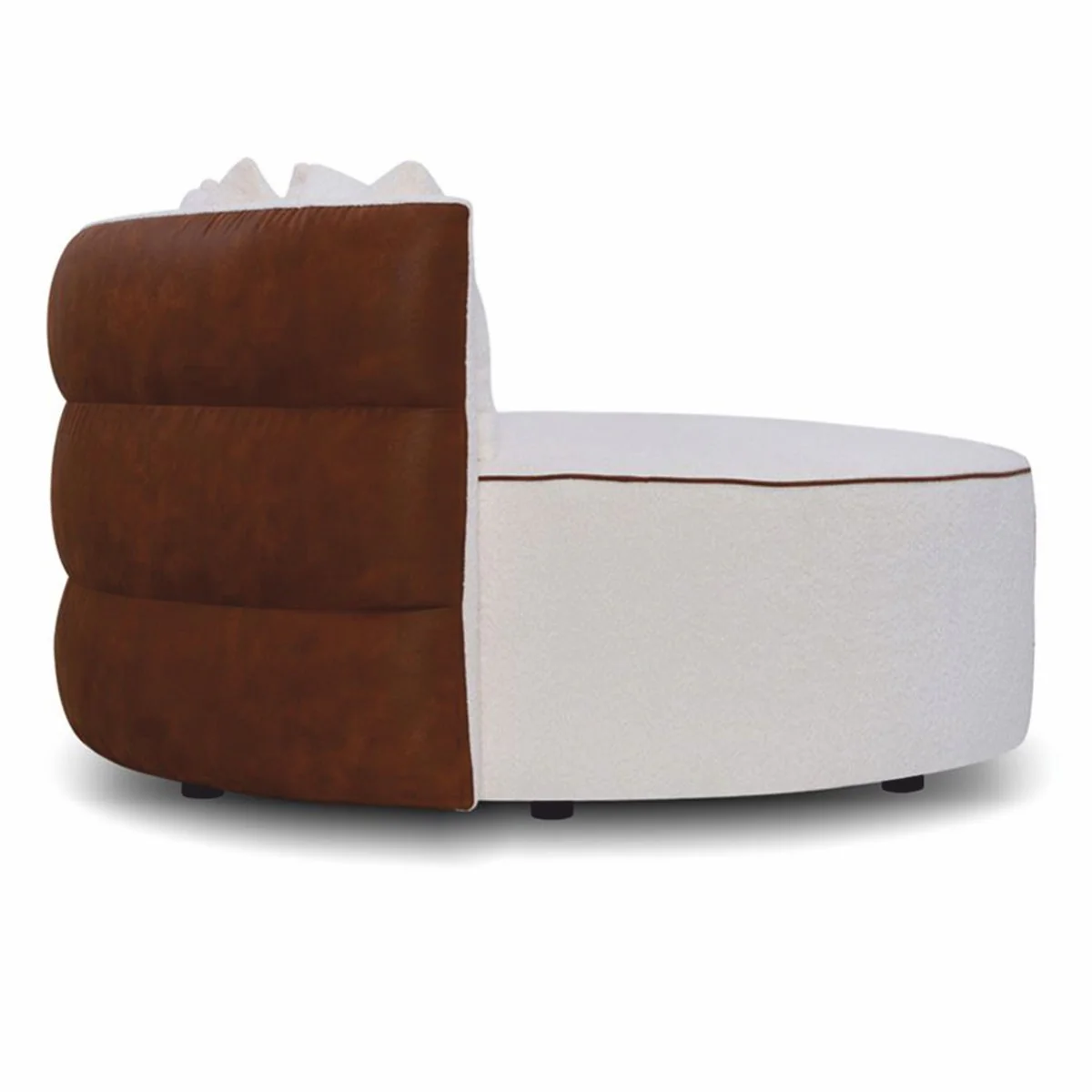 Casa Padrino Sof¨¢ de Lujo Blanco / Marr¨®n ? 132 cm - Sof¨¢ Redondo de Sal¨®n