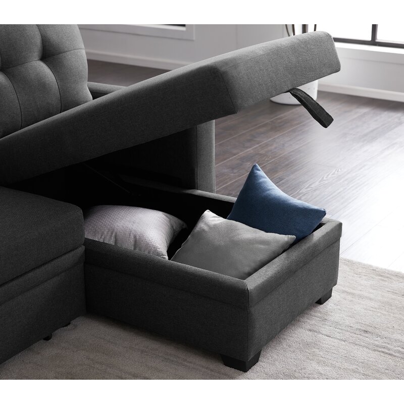 Anyan 83��� Wide Linen Reversible Sleeper Sofa & Chaise