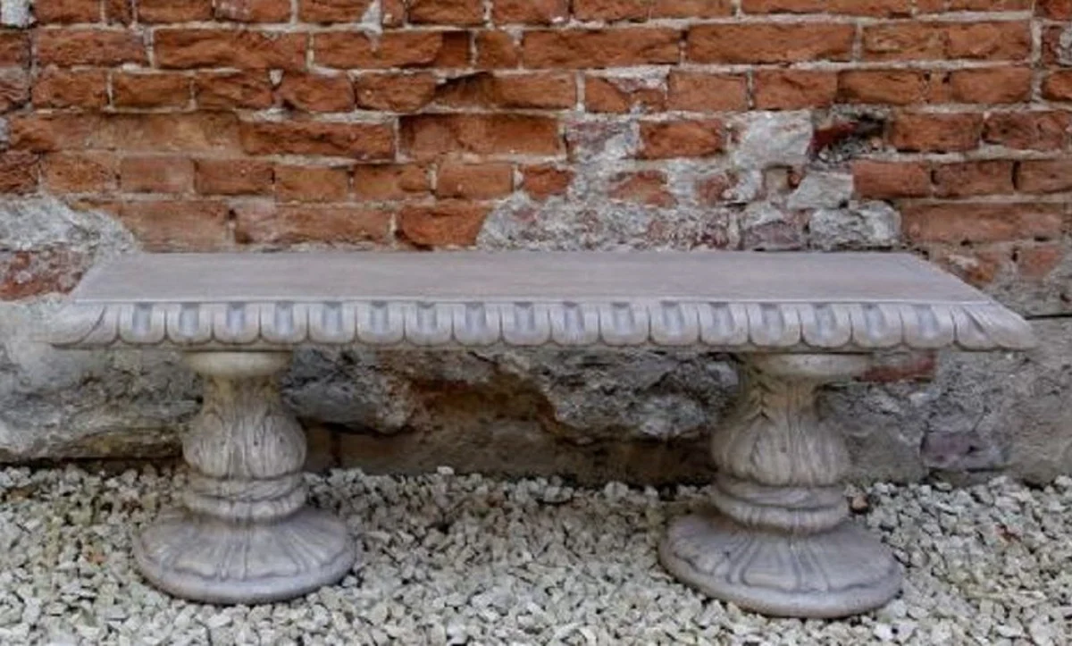 Casa Padrino banco de jardín Art Nouveau gris 140 x 38 x A. 48 cm - Banco de jardín y terraza con hermosas decoraciones - Muebles de Jardín y Terraza Art Nouveau