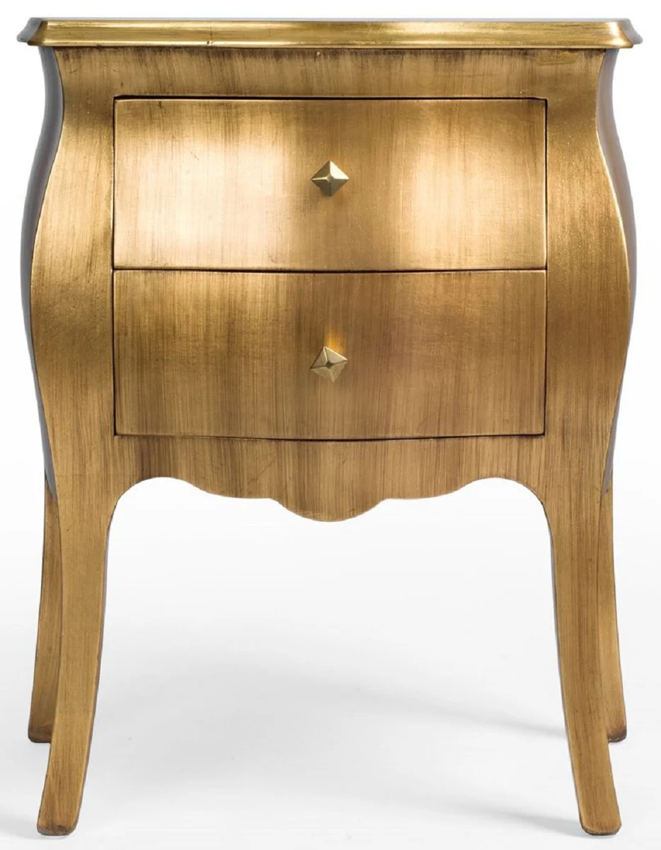 Casa Padrino mesita de noche barroco de lujo con 2 cajones oro - Mesita de noche barroco hecha a mano - Muebles de dormitorio barrocos - Muebles de lujo en estilo barroco - Interiores barrocos