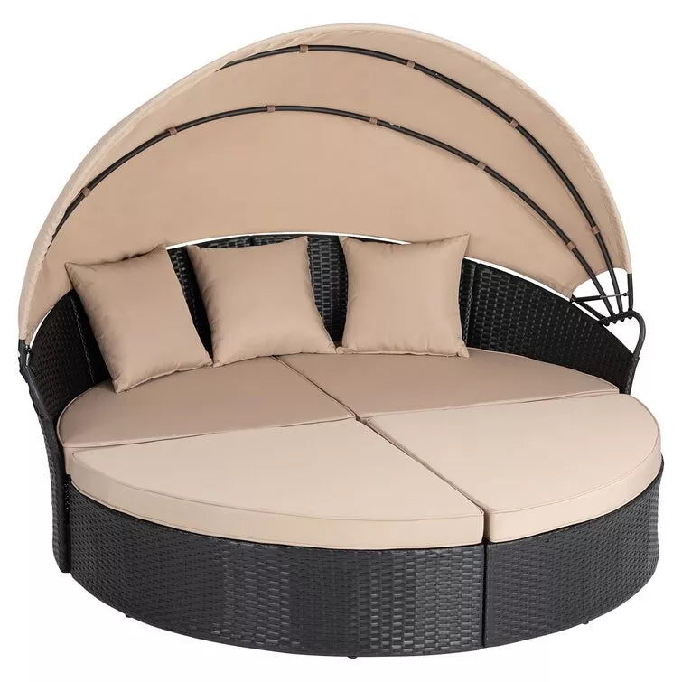 66'' Wide Outdoor Wicker Patio Daybed with Cushions