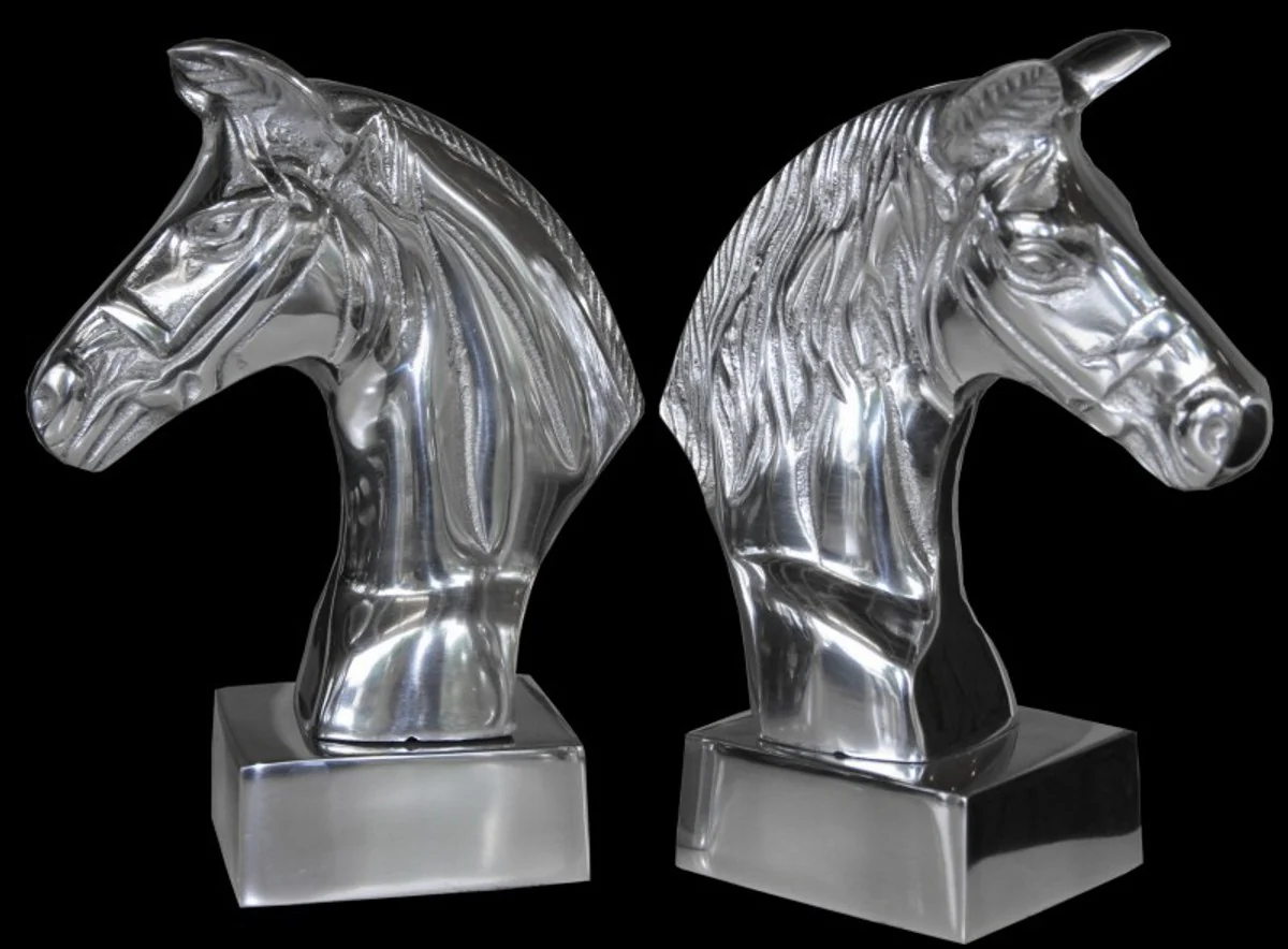 Casa Padrino luxury bookends horse aluminum heads on base - Bookend - Book End Horsehead Horsehead