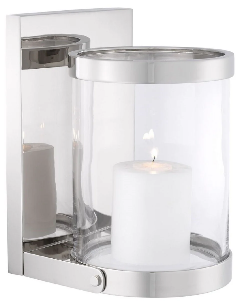 Casa Padrino portavela de pared de lujo plata 17,5 x 19,5 x H. 25,5 cm - Candelabro de Pared - Accesorios Deco