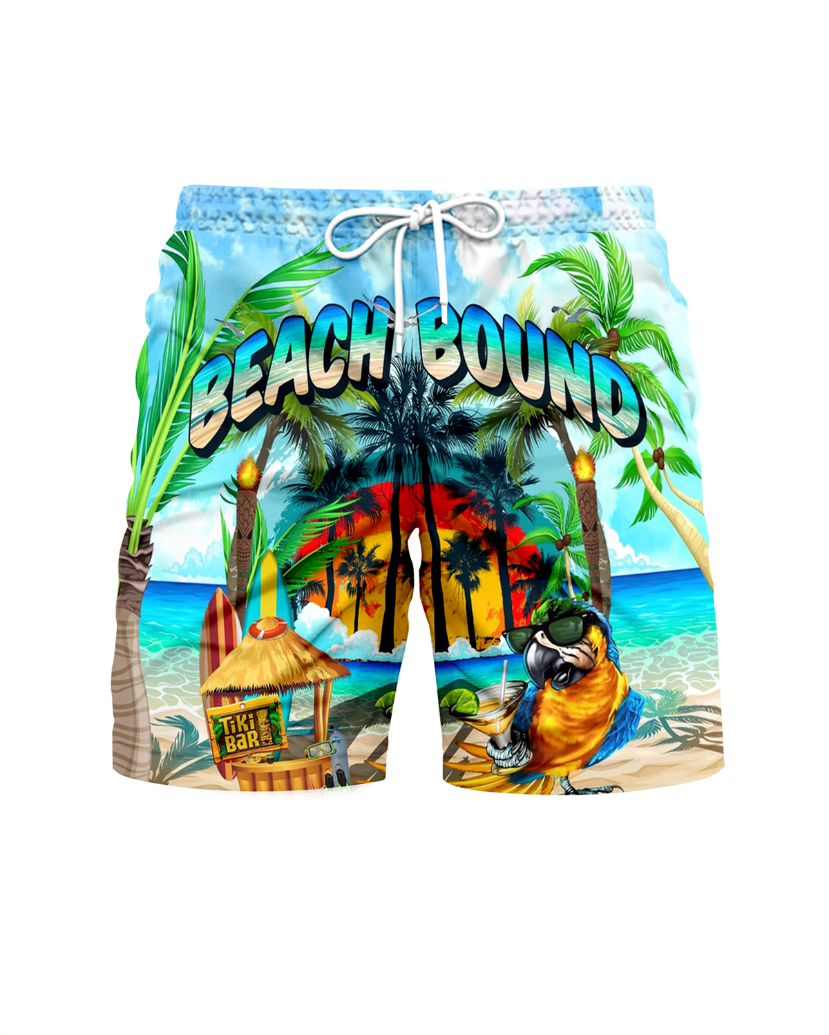 Suitmens Men's Tiki Party Hawaiian Vacation Print Three-Piece Set 027