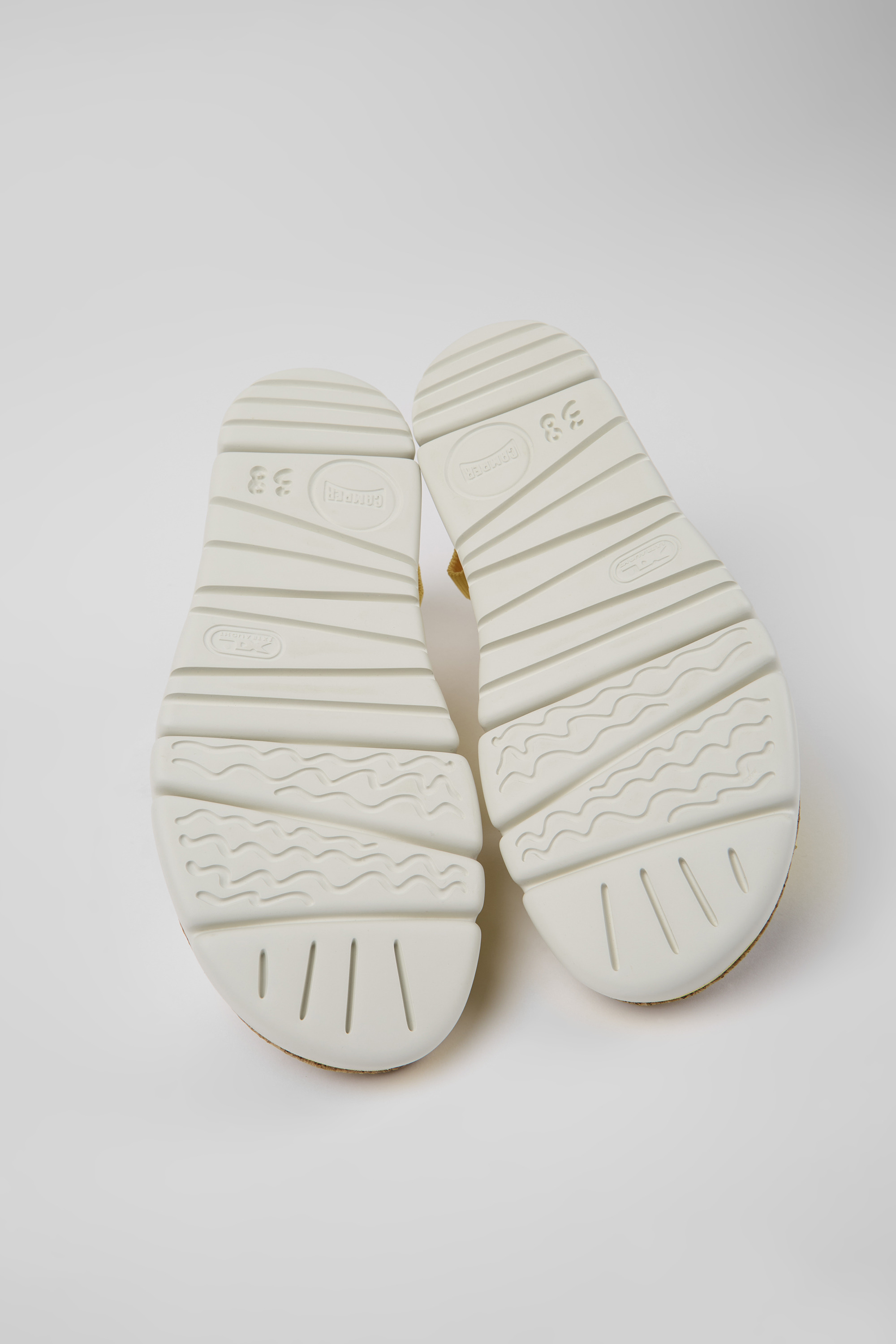 Twins - White and yellow leather and textile sandals for women