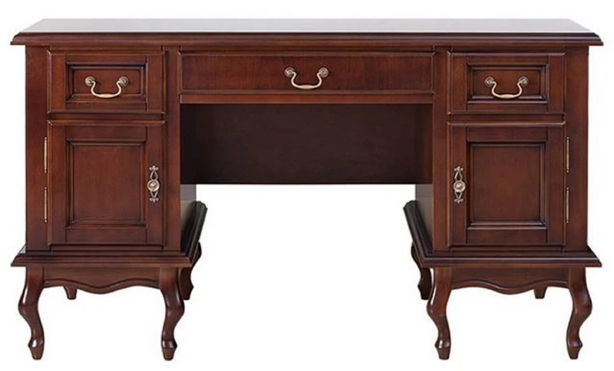 Casa Padrino escritorio art nouveau de lujo marr¨®n oscuro 160 x 79 x A. 80 cm - Mesa de oficina de madera maciza con 3 cajones y 2 puertas - Muebles de Oficina de Madera Maciza Art Nouveau