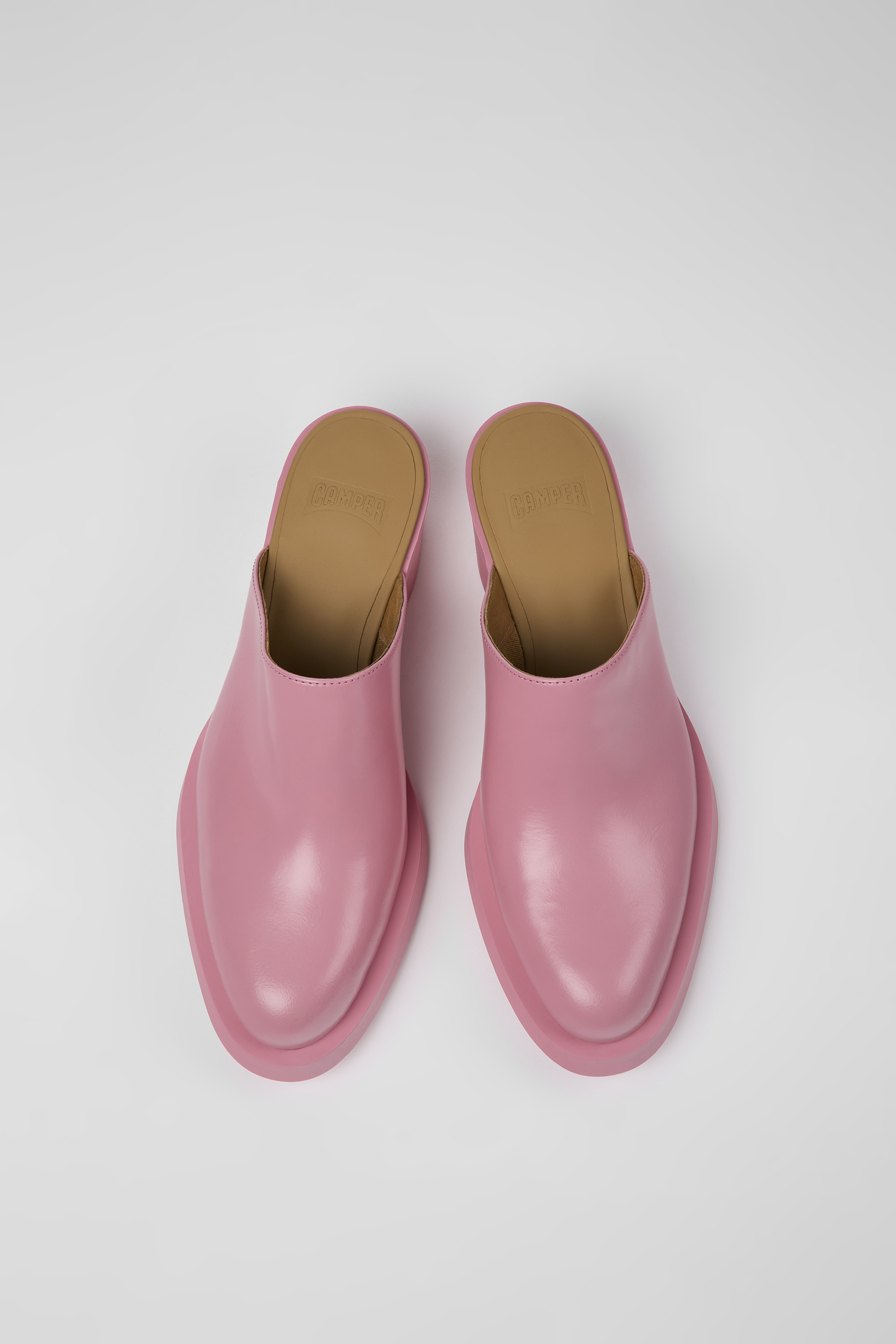 Bonnie - Pink leather mules for women