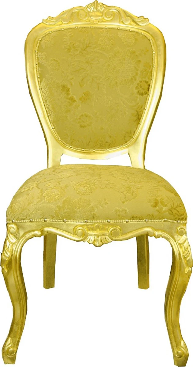 Pomp??s by Casa Padrino sillas de comedor barrocos de lujo patr¨®n de ramo oro / oro - Sillas barrocas Pomp??s dise?adas por Harald Gl??ckler - 4 Sillas de Comedor - Muebles de comedor barrocos