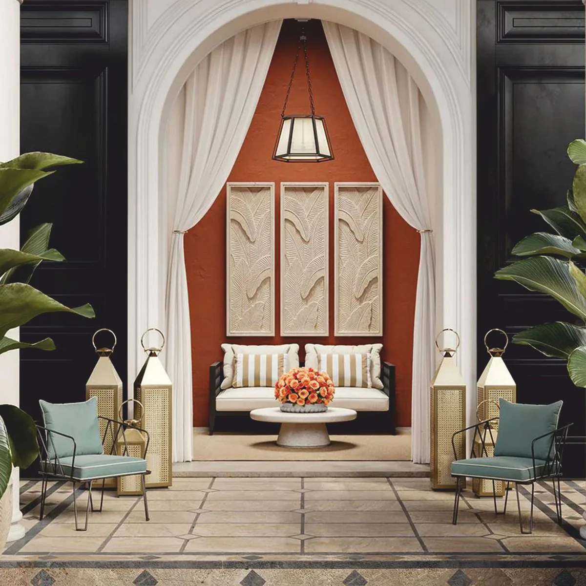 Casa Padrino l¨¢mpara colgante de lujo negro / crema Al. 120,5 cm - Iluminaci¨®n de lujo