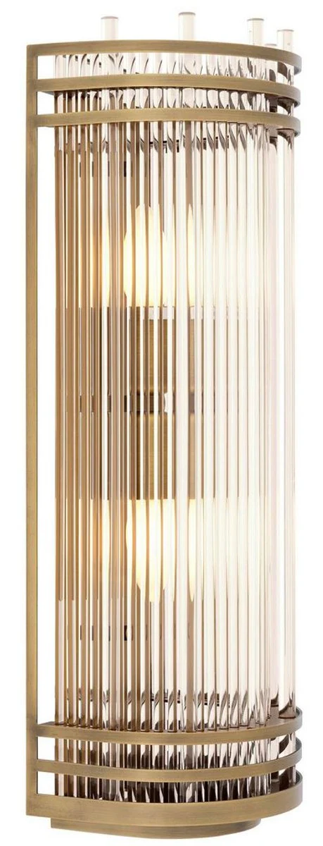 Casa Padrino lámpara de pared de lujo latón antiguo 18,5 x 15 x A 53,5 cm - Elegante aplique de metal con pantalla de vidrio - Colección de Lujo