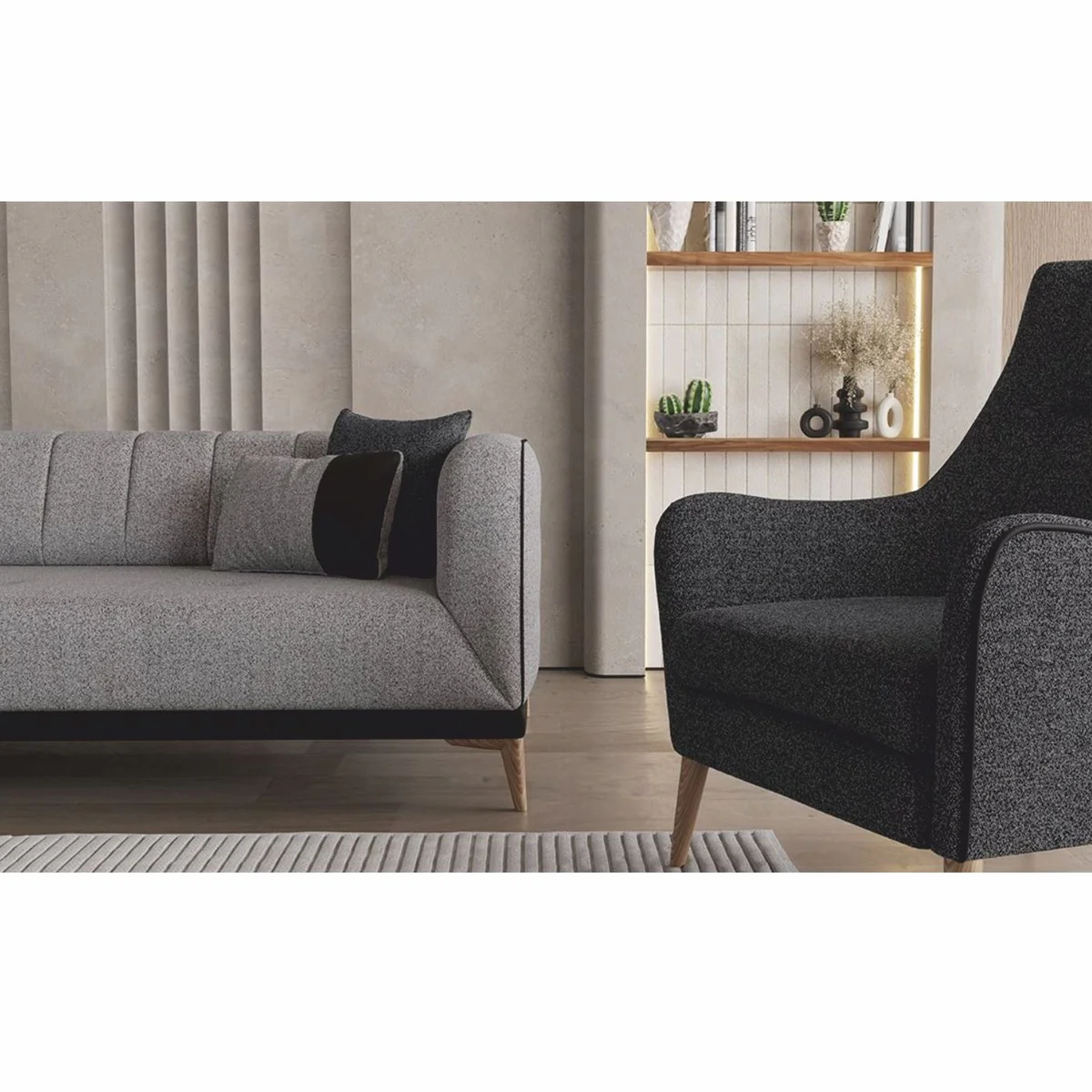 Casa Padrino sof¨¢ cama de lujo con respaldo regulable gris / negro / natural 229 cm